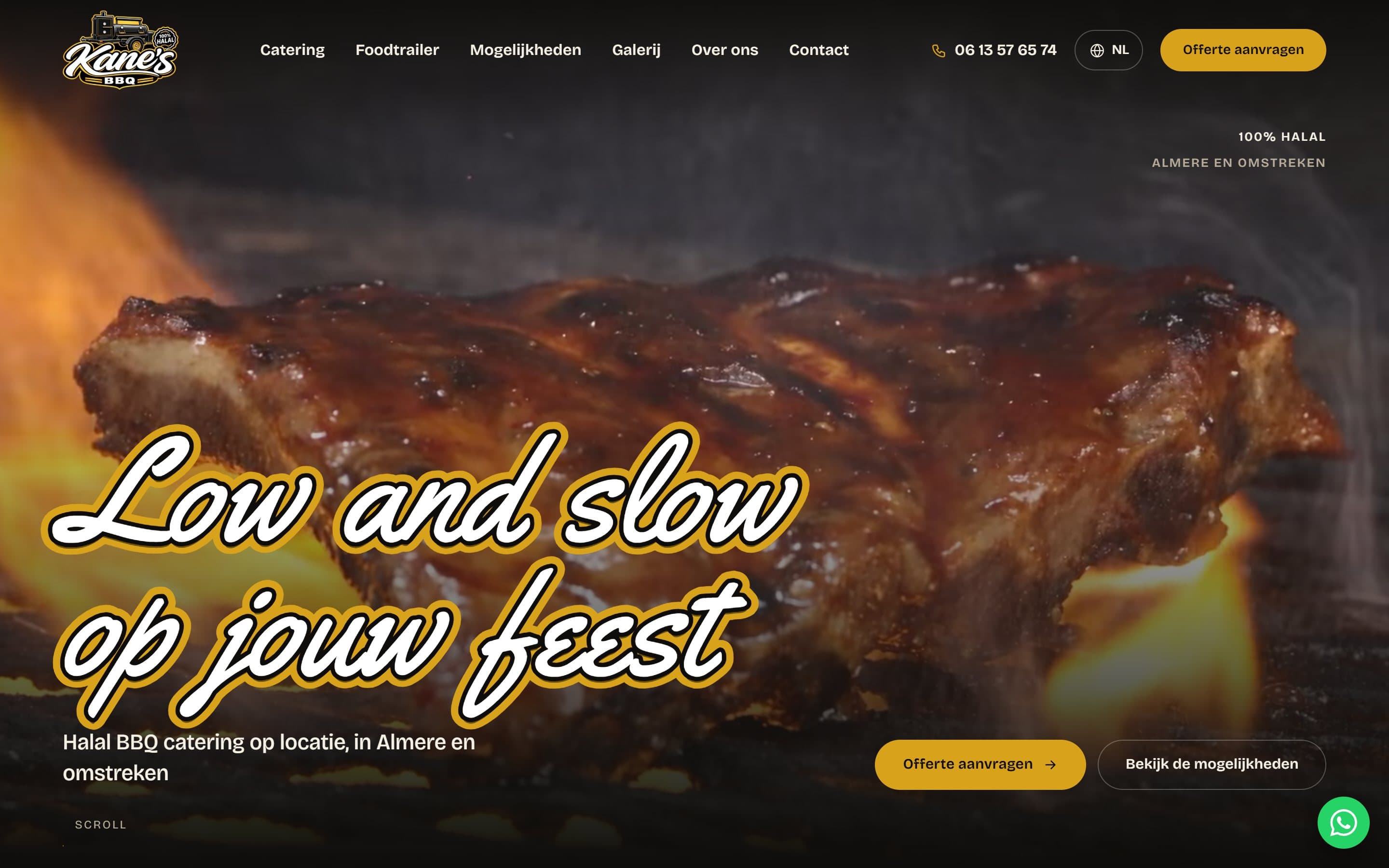 De website van Kane's BBQ