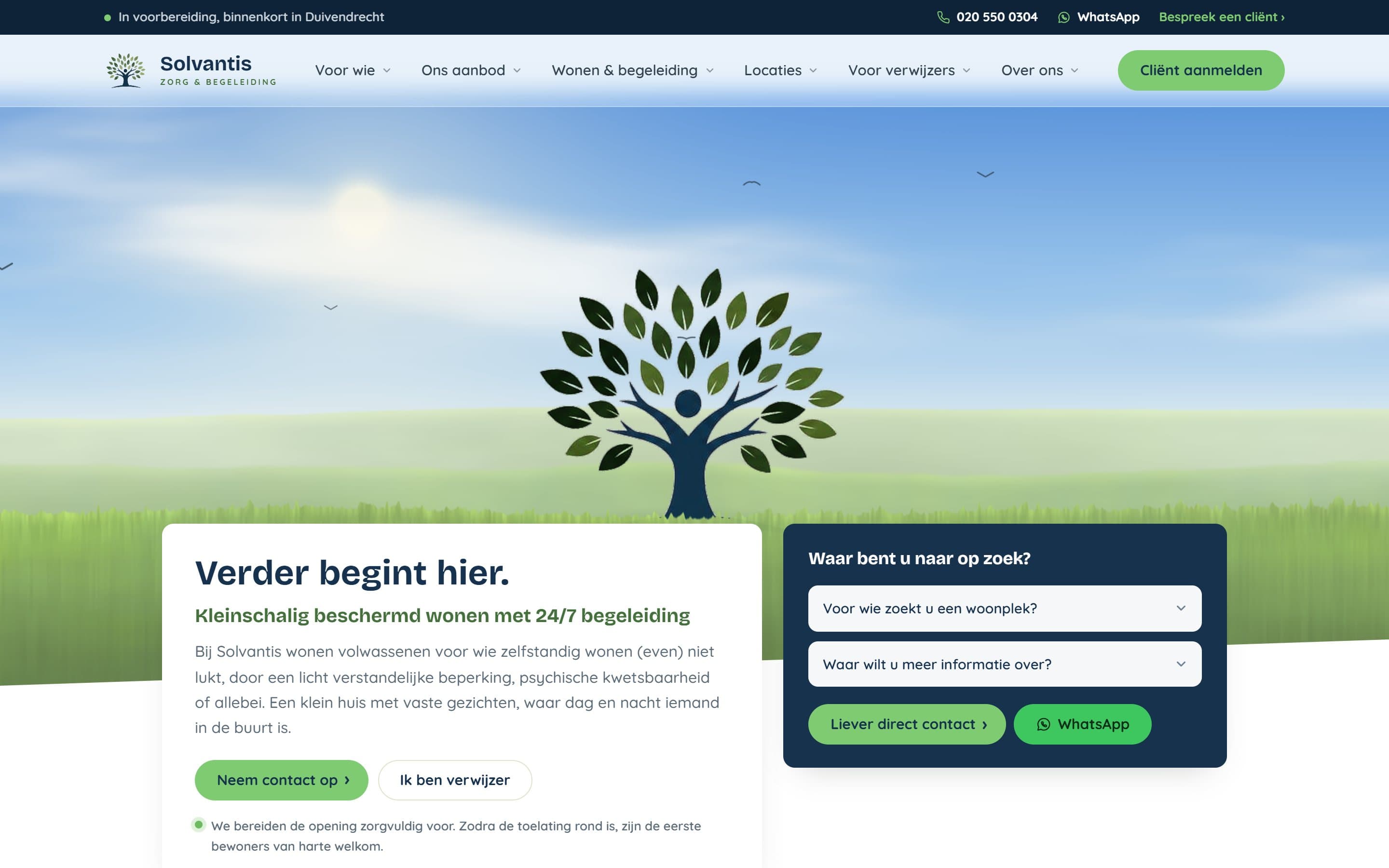De website van Solvantis Zorg
